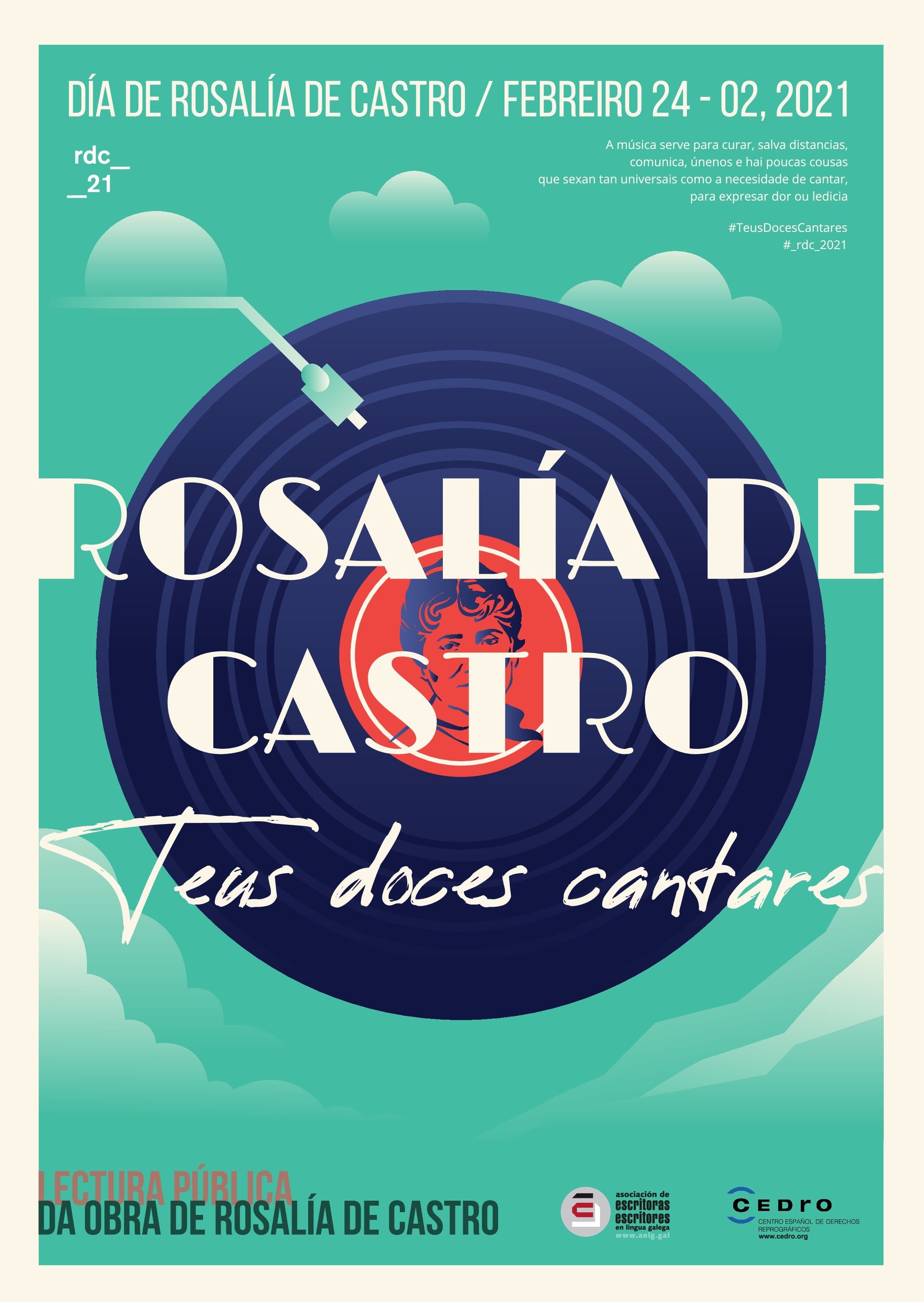 cartaz da AELG para o Día de Rosalía 2021